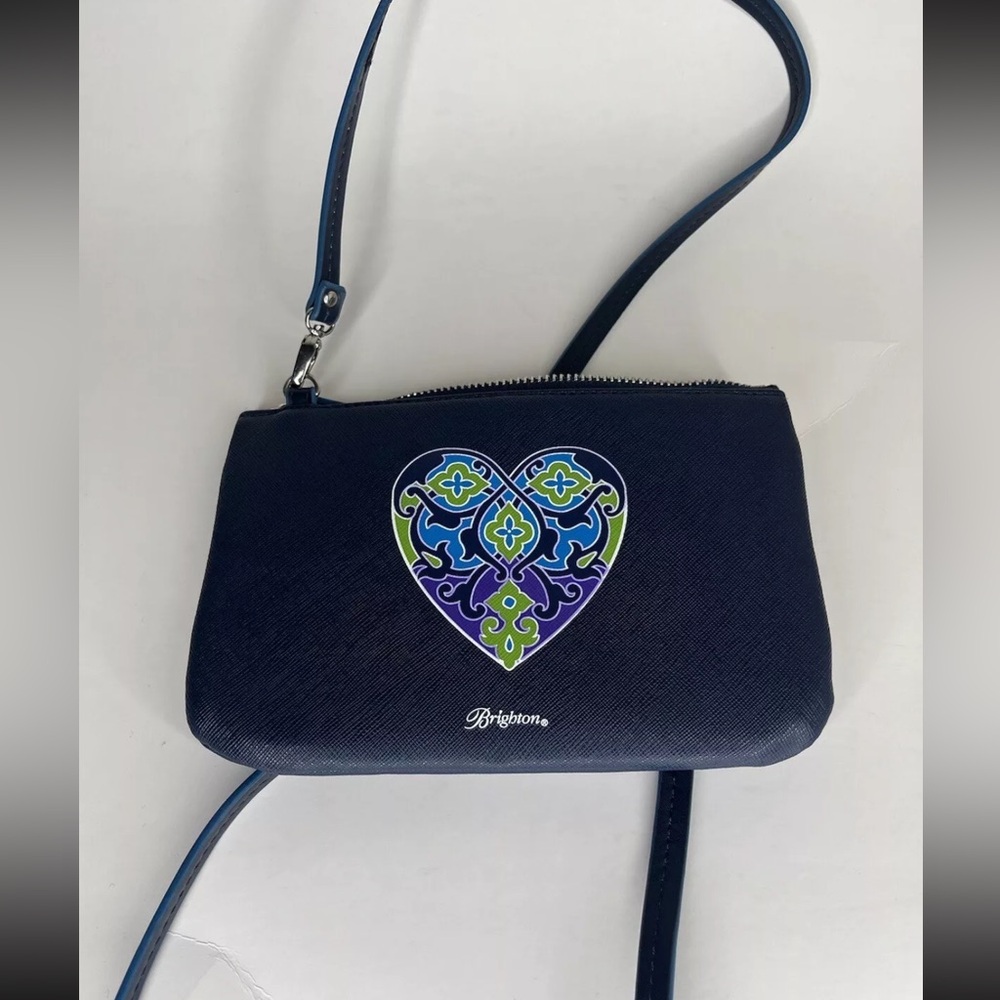 Brighton Blue Crossbody Bag with Colorful Heart - Picture 3 of 11